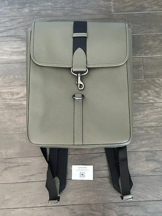 Coach Olive Green Blaine Pebble Leather Backpack *NWOT* - Picture 13 of 15